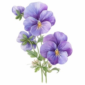 12 Pansy Flowers Clipart Bundle, Purple Flower Illustration, Printable Watercolor Clipart, High Quality JPG, Digital Floral Paper, Journals