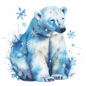 10 Polar Bear Clipart Bundle, Arctic Winter Animal Illustration, Printable Watercolor Clipart, High Quality JPG, Paper Craft, Junk Journals