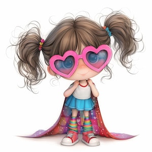 Lovely Super Hero Girl Clip Art 14 High Res Watercolor JPGs Junk Journaling, Scrapbooking, Card Making, Digital Download, Fantasy, Whimsical