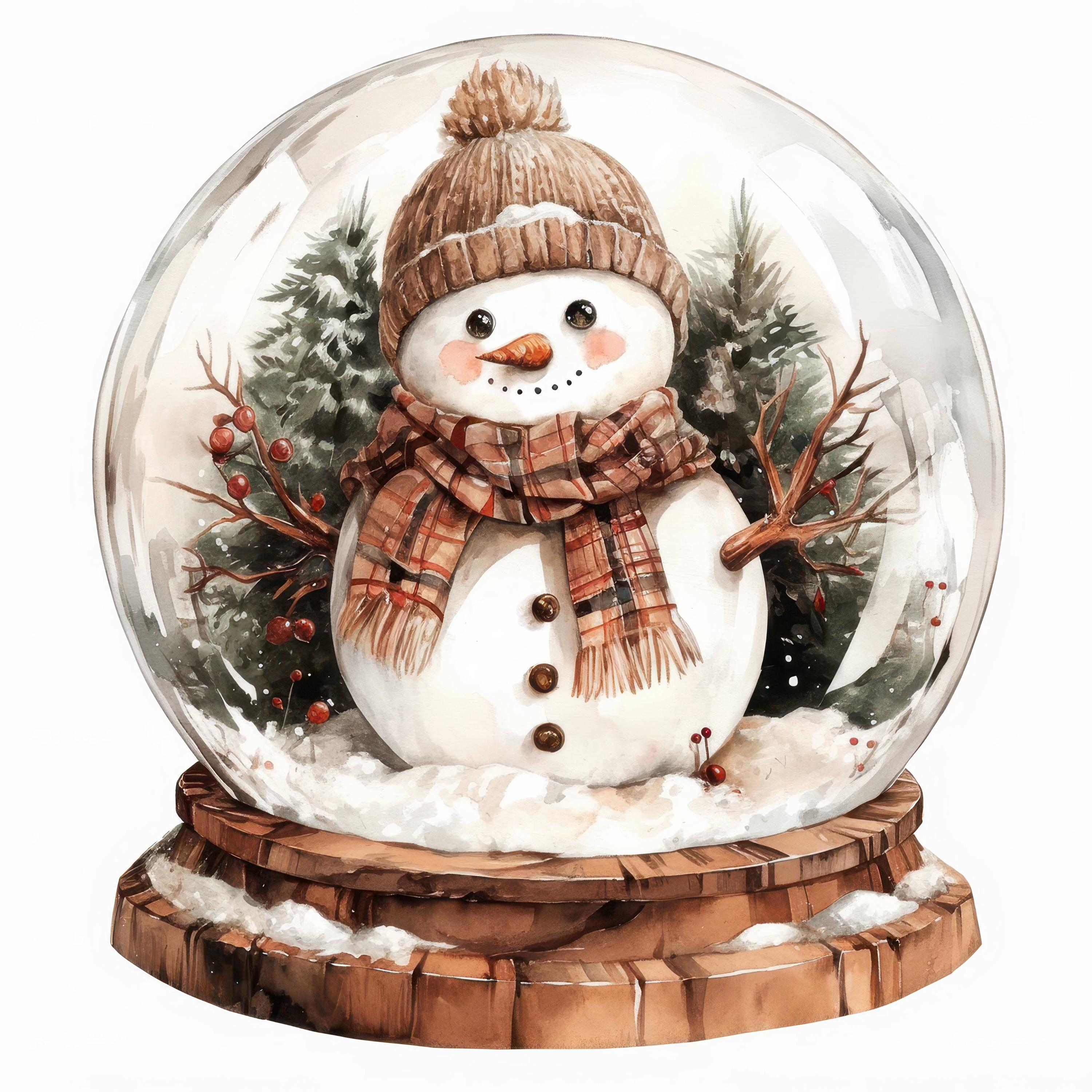 18 Festive Snowman Clipart Bundle, Holiday Frosty Illustration