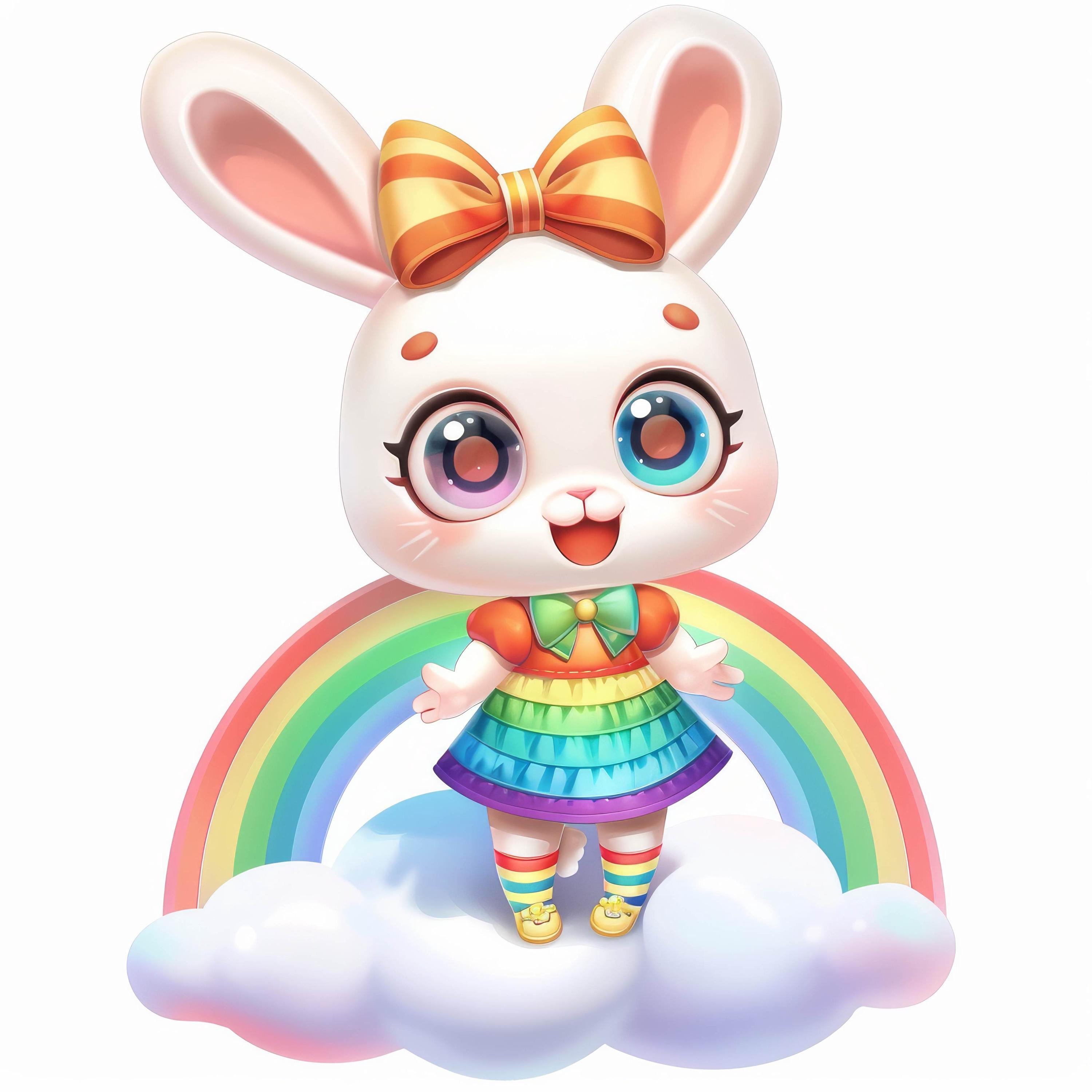 Rainbow Rabbit Clip Art 10 High Res Watercolor Jpgs for Junk Journaling ...