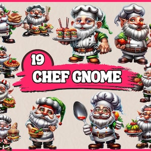 19 PNG Chef Gnomes Gnomes Clipart | Cute Gnome, Head Cook Gnome, Gnomes Cooking, Illustrations | Instant Download for Commercial Use DTF