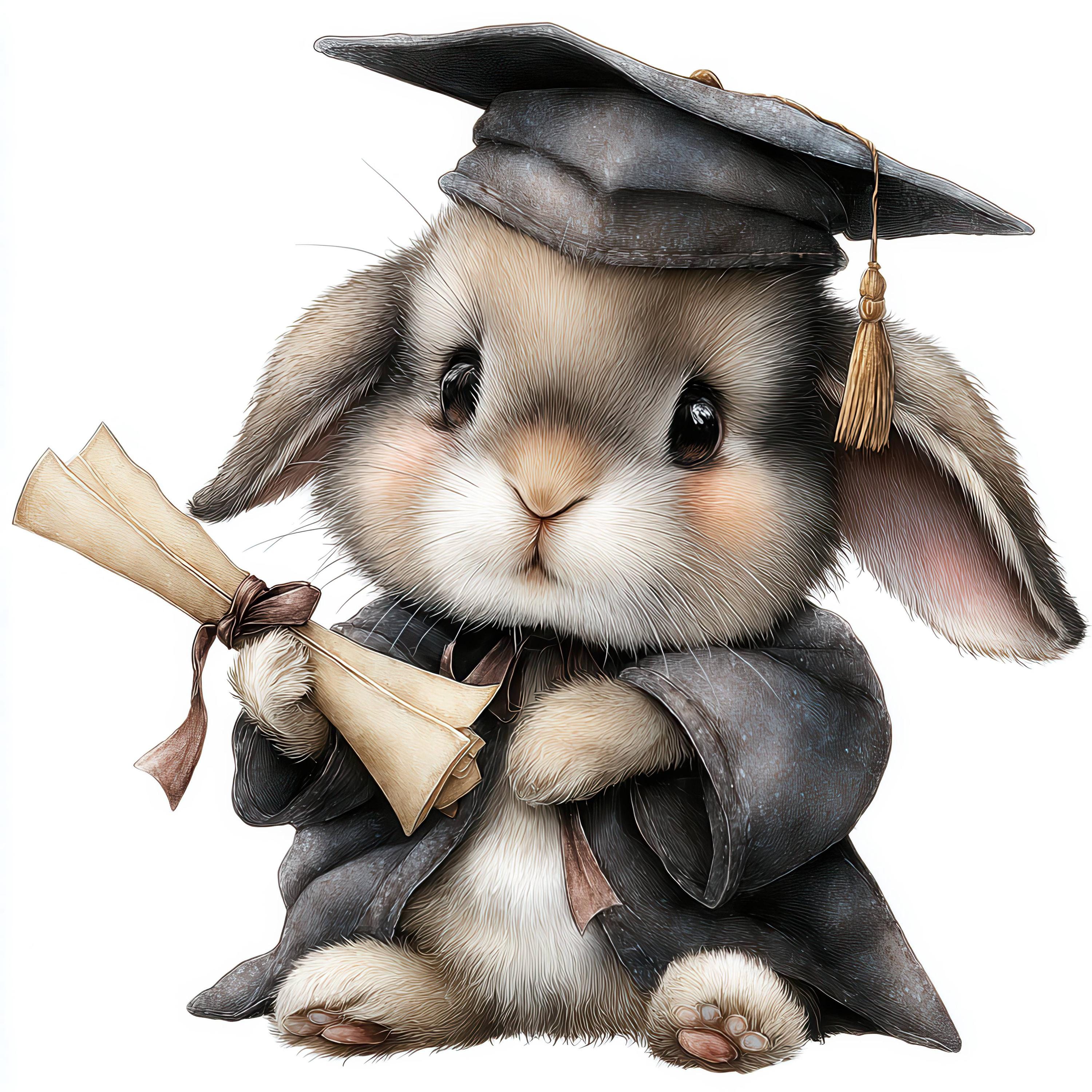 Acdanc Rabbit 17 Graduation Rabbit Clipart Bundle, Academic Celebration Animal ...