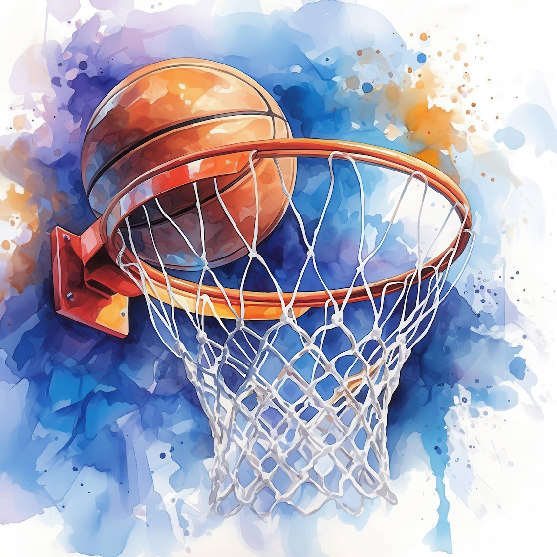 10 Basketball Clipart Bundle, Watercolor Sports Ball Illustration ...