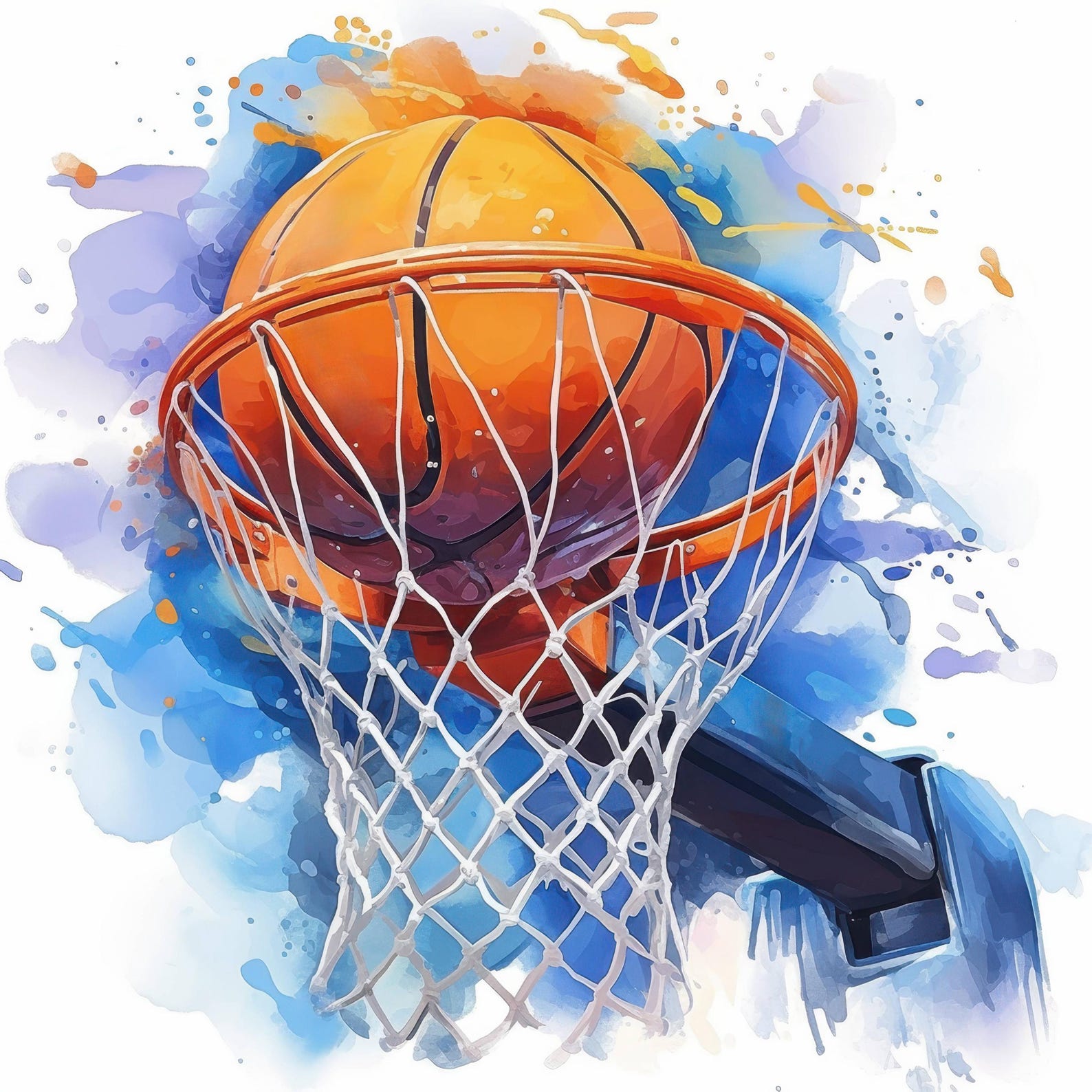 10 Basketball Clipart Bundle, Watercolor Sports Ball Illustration ...
