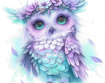 10 Adorable Owl Clipart Bundle, Cute Nightbird Art Illustration, Printable Watercolor Clipart, High Quality JPG, Paper Craft, Junk Journals