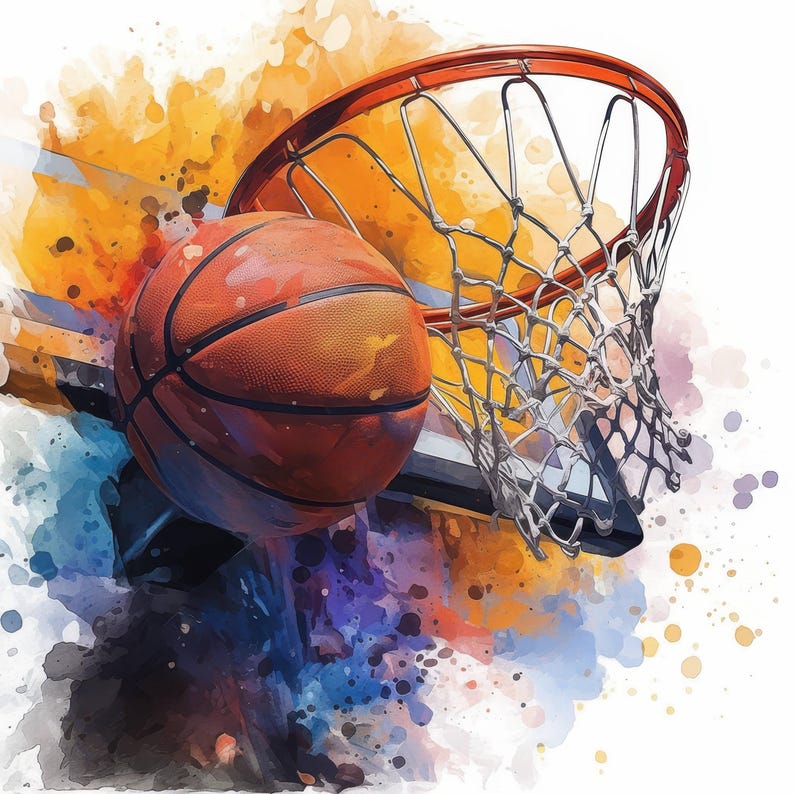 10 Basketball Clipart Bundle, Watercolor Sports Ball Illustration ...
