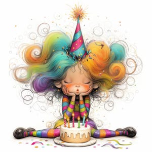 Quirky Birthday Surprise Clipart 10 High Res Watercolor JPGs Junk Journals, Scrapbooking, Card Making, Digital Download, Fantasy, Whimsical