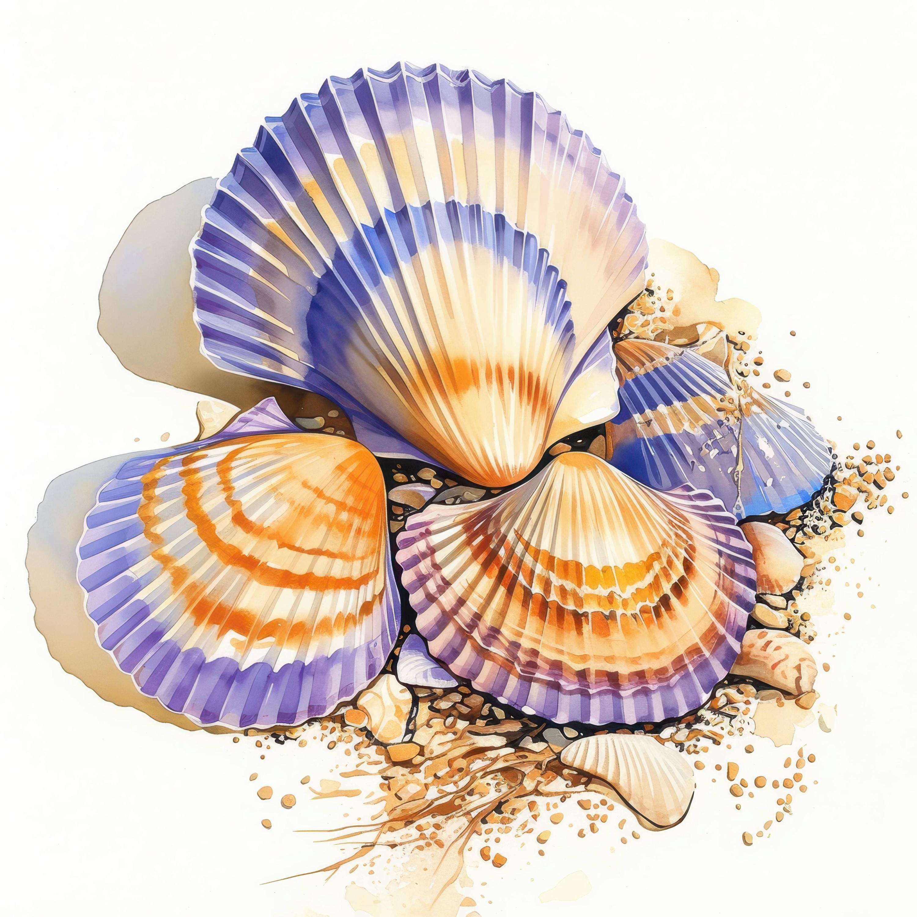 Junk Shells 10 Coastal Shells Clipart Bundle, Beach Seashell Illustration ...