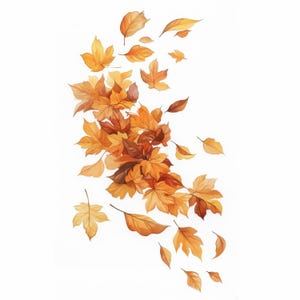 10 Falling Autumn Leaves Clipart Bundle, Fall Decor Illustration ...
