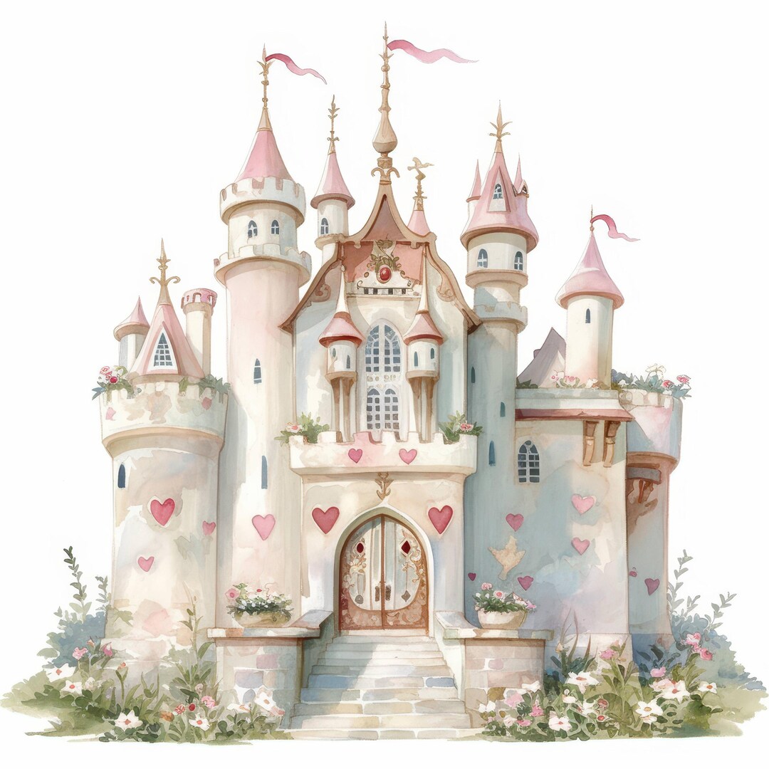 10 Princess Castle Clipart Bundle, Fairy Tale Illustration, Printable ...