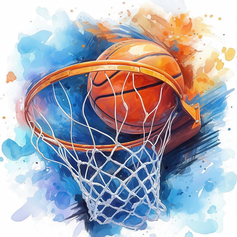 10 Basketball Clipart Bundle, Watercolor Sports Ball Illustration ...