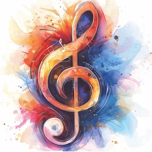 10 Melodic Music Note Clipart Bundle, Artistic Symbol Illustration, Printable Watercolor Clipart, High Quality JPG, Paper Craft, Journals