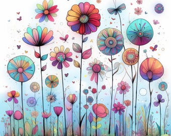 Wild Spring Flowers Clip Art 11 High Res Watercolor JPGs for Junk Journals, Scrapbooking, Card Making, Digital Download, Fantasy, Whimsical