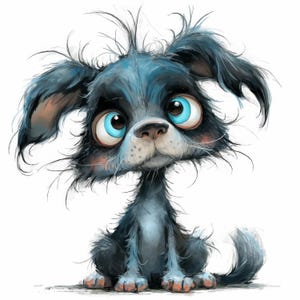 Cute Whimsical Dog Clip Art 10 High Res Watercolor JPGs for Junk Journaling, Scrapbooking, Card Making, Digital Download Kit, Fantasy