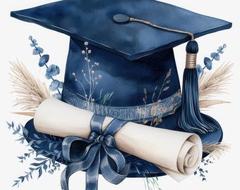 14 Gorgeous Graduation Cap Clipart Bundle, Grad Cap Illustration, Printable Watercolor Clipart, High Quality JPG, Paper Craft, Junk Journals