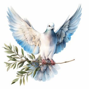 Flying Dove With Branch Clipart 13 High Res Watercolor JPGs for Junk Journals, Scrapbook, Card Making, Digital Download, Fantasy, Whimsical