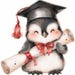 10 Graduation Penguins Clipart, Penguin With Red Scarves Illustration ...
