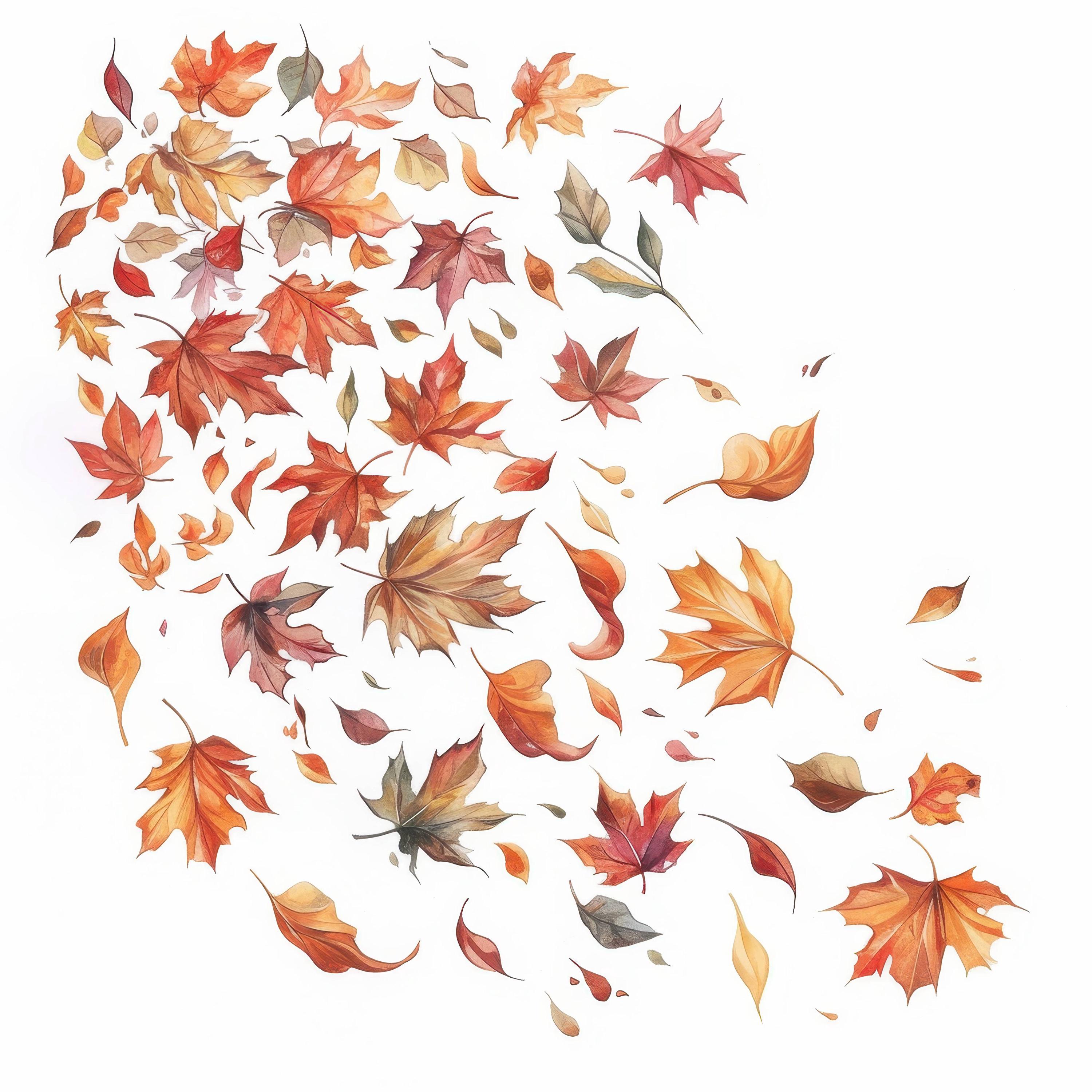 10 Falling Autumn Leaves Clipart Bundle, Fall Decor Illustration ...