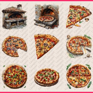 Watercolor Pizza Clipart Bundle, Junk Food Clip Art Set, Bakery, Slice ...