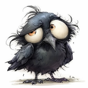 Frazzled Raven Clip Art 10 High Res Watercolor JPGs Junk Journaling, Scrapbooking, Card Making, Digital Download, Fantasy, Whimsical
