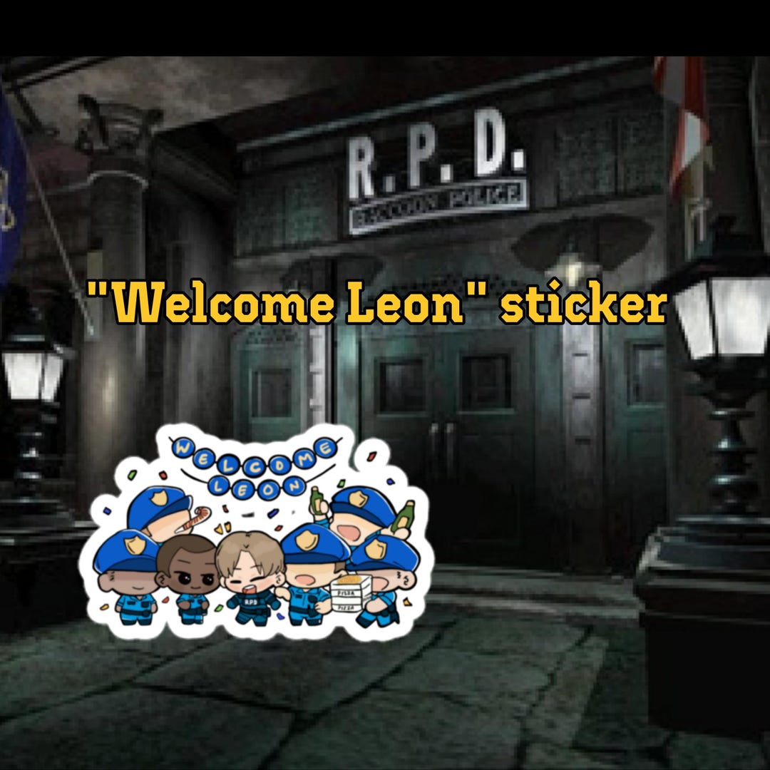 Welcome Leon Party! RPD Sticker: Rookie Party Decal/ Cute Resident Evil ...