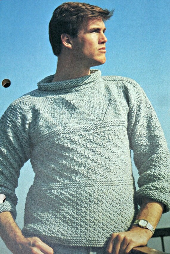 Sweater Knitting Pattern Men Sizes 36 to 44 Bulky Weight Yarn | Etsy