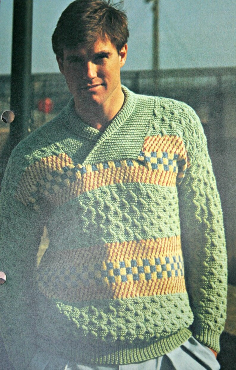 Sweater Knitting Pattern for Men Shawl Collar Sizes 40 | Etsy