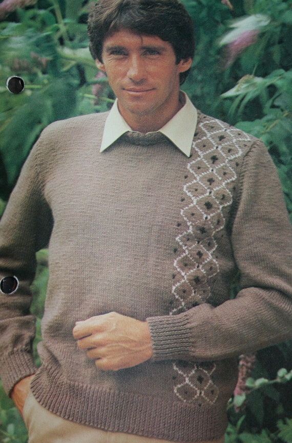 Sweater Knitting Pattern For Men Uses Sport Weight Yarn Etsy