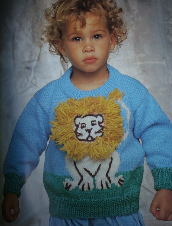 Boys Girls Safari Sweater Giraffe Toy Intarsia Jumper KNITTING PATTERN 20-26in