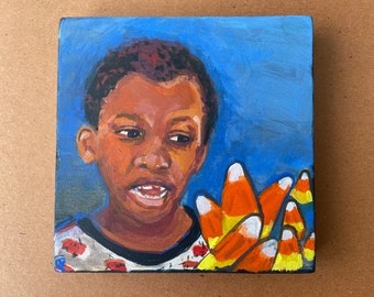 Corn Candy Corn Kid Painting by Victoria Cable Art