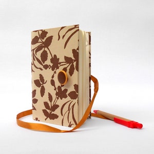 Bruine bloemen Journal notebook dagboek reizigers Journal Vegan notebook stof notebook voor het schrijven van beige bruin goud bloemen Journal notebook