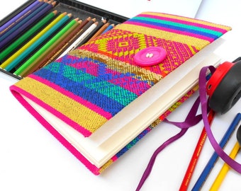 Colorido diario de escritura cuaderno basura diario diario en blanco diario dibujo diario geometría diario rosa botón colores mexicanos amarillo azul