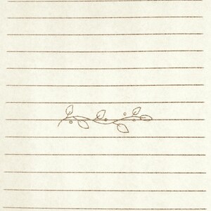 May include: A blank lined notebook with a simple hand-drawn vine design at the bottom of the page.