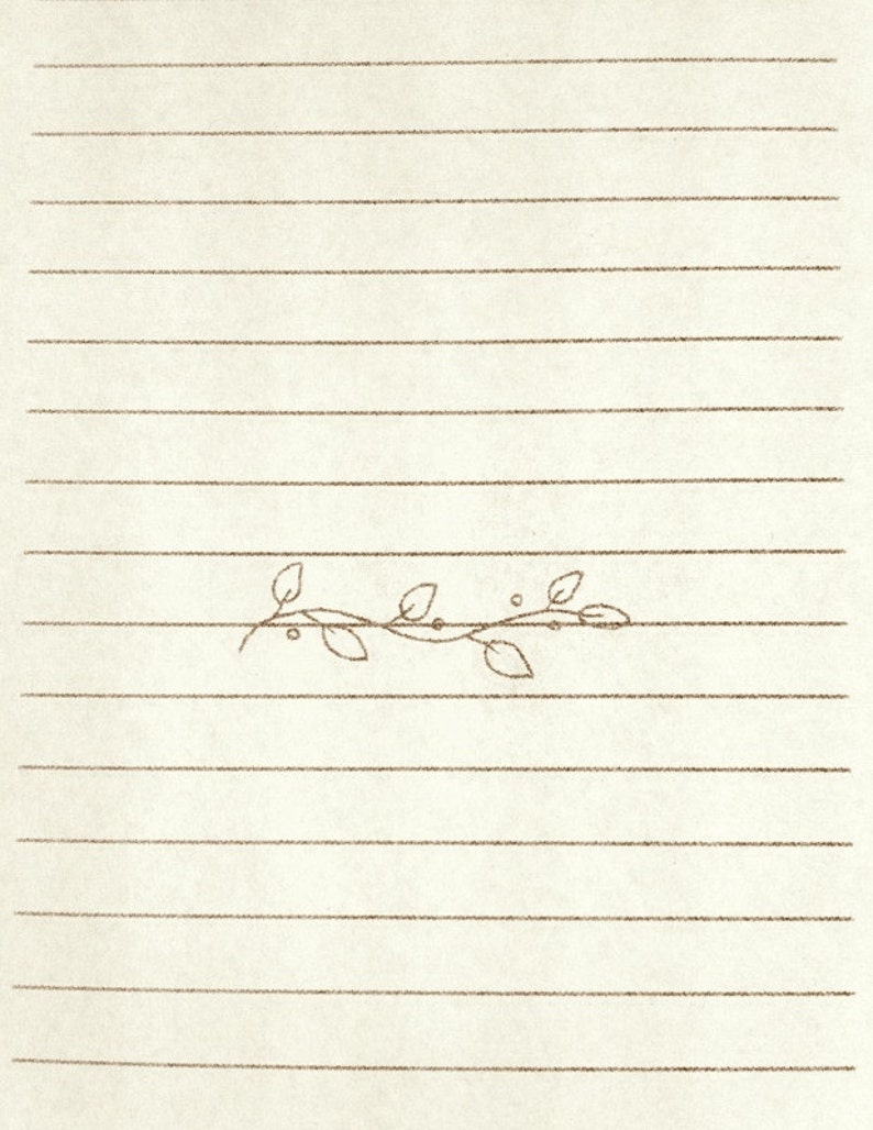 May include: A blank lined notebook with a simple hand-drawn vine design at the bottom of the page.
