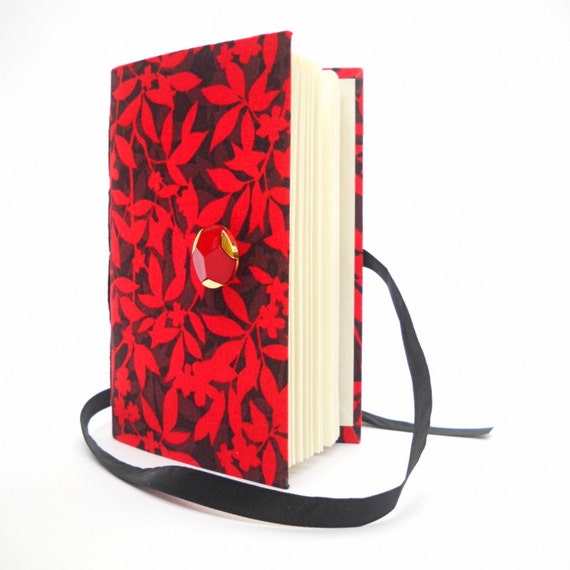 Red leaves Handmade journal notebook diary hand bound Personal journal diary for writing sketching Brown Red leaves fabric cover warm colors