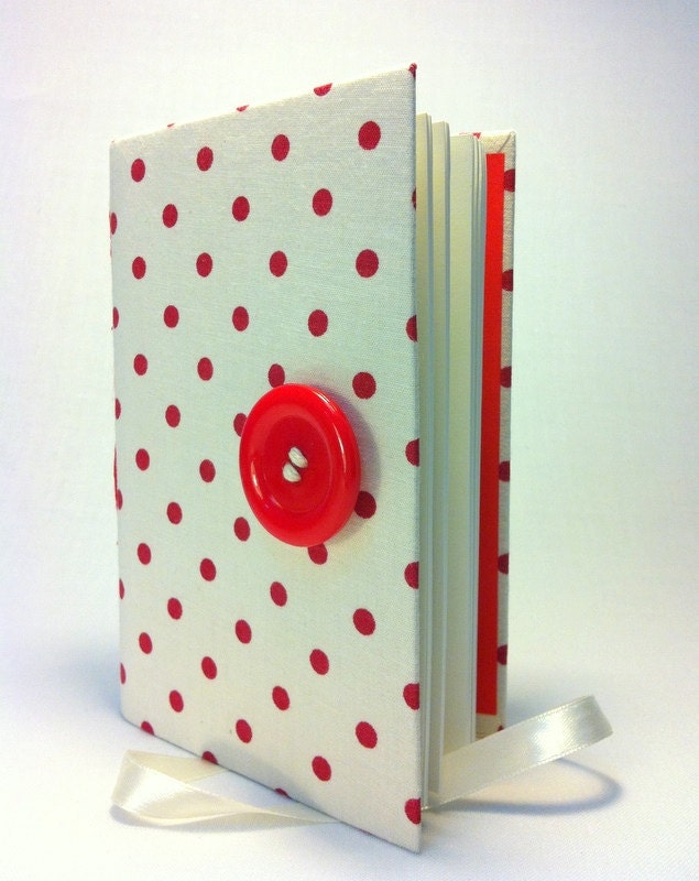 Red white journal Polka-dots Notebook with lined paper Opens | Etsy