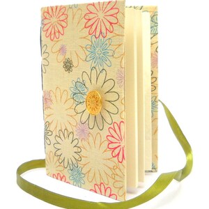Beige journal notebook colorful Flowers journal gold button blank handmade Journals writing sketch journal sister gift mom gift spring gift