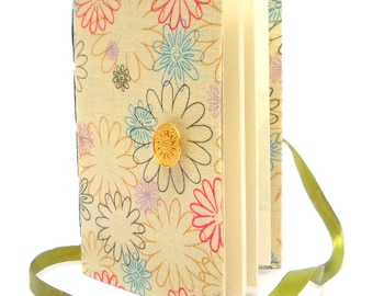 Beige journal notebook colorful Flowers journal gold button blank handmade Journals writing sketch journal sister gift mom gift spring gift