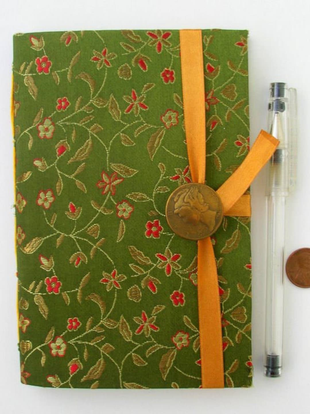 Green Journal, Personal Journal, Silk Notebook, Hand Bound, Blank Paper ...