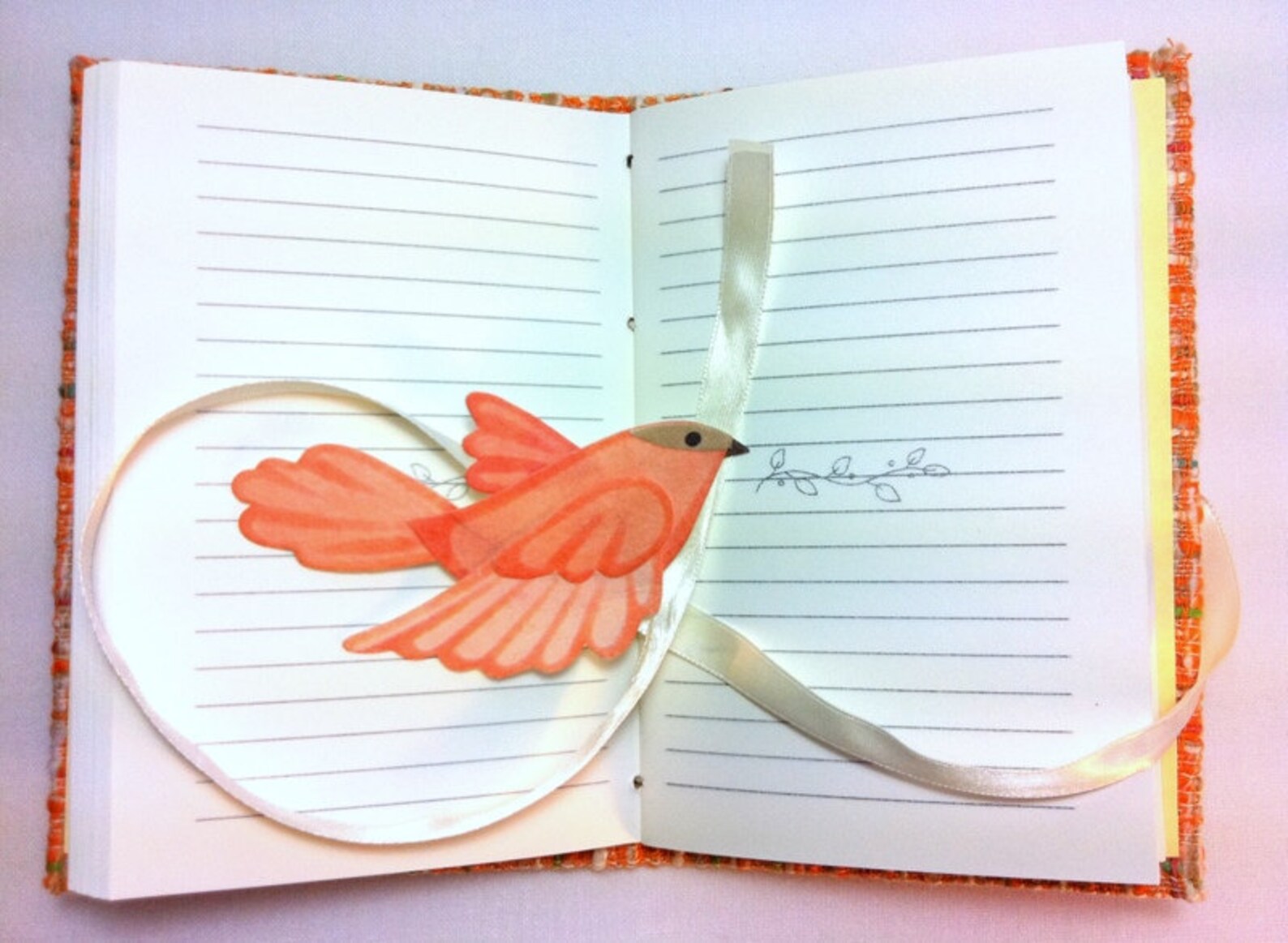 Orange Tweed Journal Notebook Diary Handmade Journals Fabric Journal