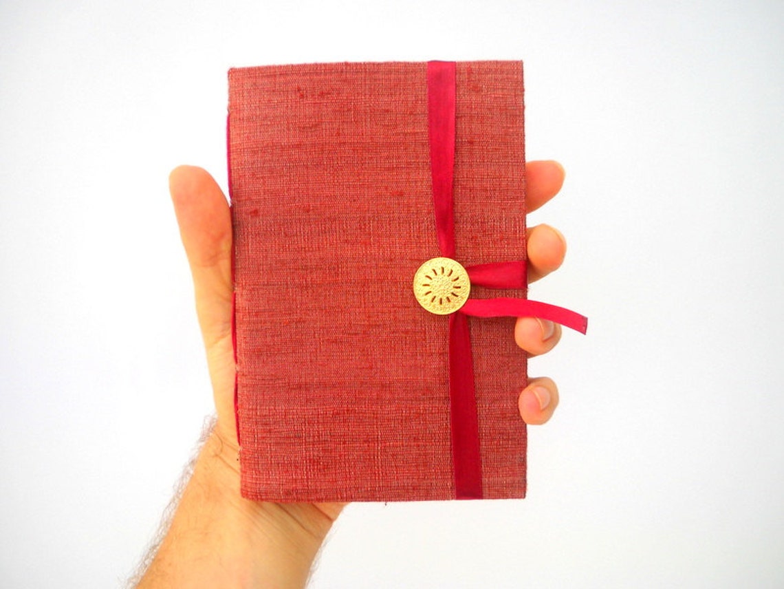 Red Journal Notebook Handmade Journal Blank Journal Brown Red Journal