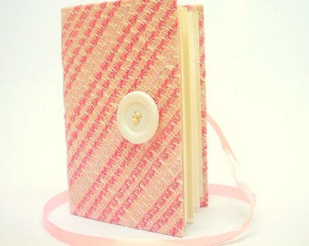 Pink journal notebook diary handmade journal bound with unlined paper memories book wrap textile journal pink tweed notebook for women girls