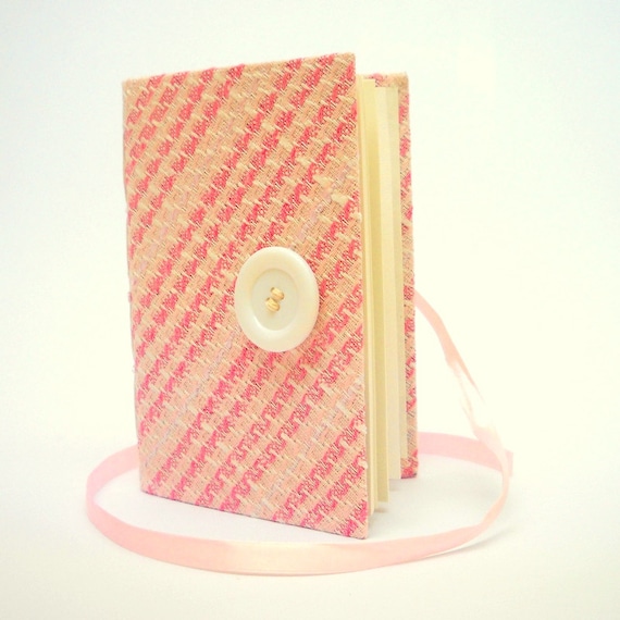 Pink journal notebook diary handmade journal bound with unlined paper memories book wrap textile journal pink tweed notebook for women girls
