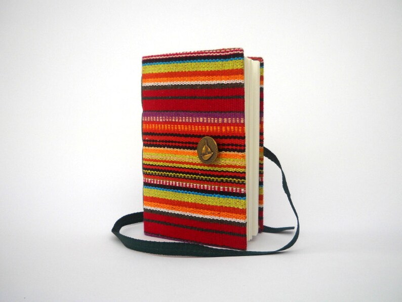 Stripes Journal notebook Handmade journal blank journal for writing colorful stripes fabric travel journal, personal journal, handmade books image 2