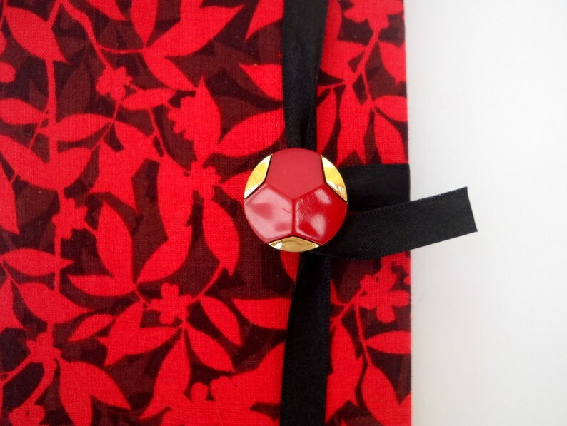 Red leaves Handmade journal notebook diary hand bound Personal journal diary for writing sketching Brown Red leaves fabric cover warm colors image 3