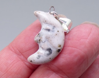 Handmade Ceramic Mini Moon Face Charm Pendant– Sterling Silver - Rowanberry Designs