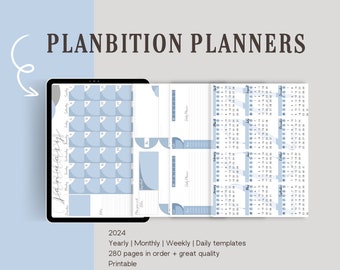 Productivity and Lifestyle Interactive Digital Planner - Plan Yearly | Monthly | Weekly | Daily - Practical Aesthetic Templates - 2024