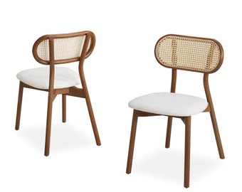 Holz Essstuhl- Rattan Stuhl-Stuhl für Esszimmer-Wohnzimmer-Küche-Home Design-Home Decor Vintage