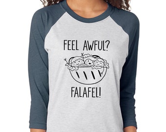 Feel Awful Falafel shirt mens baseball tee t-shirt cute vegan foodie pita